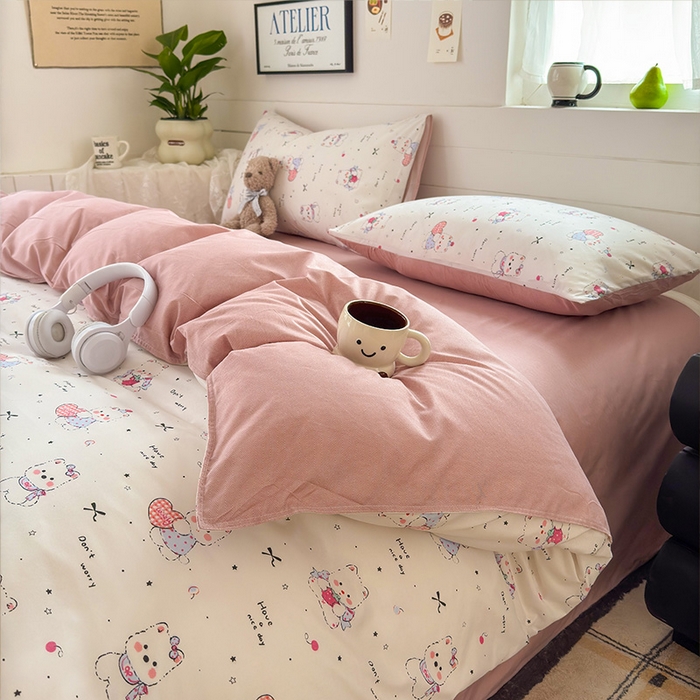 91家纺网 家纺一手货源 找家纺 可可家纺 2025新款印花卡通芦荟棉被套亲肤被罩单件小清新 可爱西高地