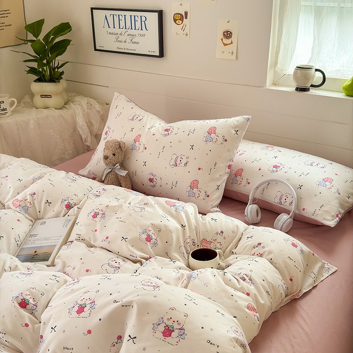 91家纺网 家纺一手货源 找家纺 可可家纺 2025新款印花卡通芦荟棉被套亲肤被罩单件小清新 可爱西高地