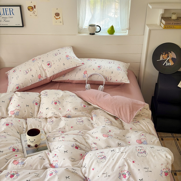 91家纺网 家纺一手货源 找家纺 可可家纺 2025新款印花卡通芦荟棉被套亲肤被罩单件小清新 可爱西高地