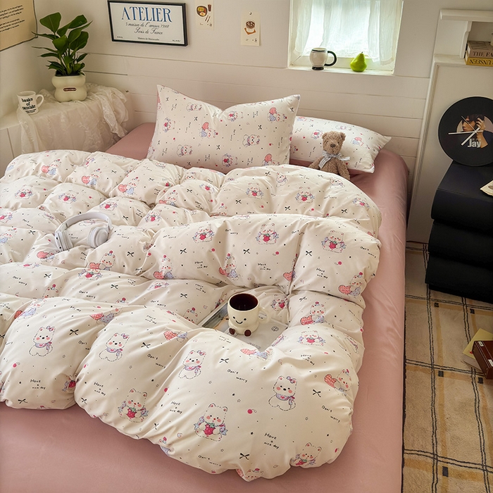 91家纺网 家纺一手货源 找家纺 可可家纺 2025新款印花卡通芦荟棉被套亲肤被罩单件小清新 可爱西高地