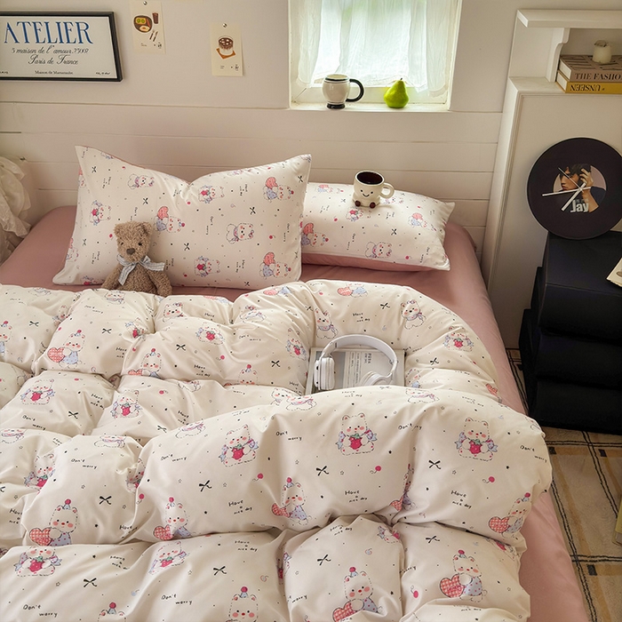 91家纺网 家纺一手货源 找家纺 可可家纺 2025新款印花卡通芦荟棉被套亲肤被罩单件小清新 可爱西高地