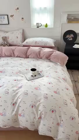 91家纺网 家纺一手货源 找家纺 可可家纺 2025新款印花卡通芦荟棉被套亲肤被罩单件小清新 可爱西高地