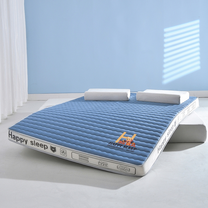 91家纺网 家纺一手货源 找家纺 缔莱（十三铭）被业 2025新款A类牛奶丝乳胶记忆抗压棉床垫 H熊--蓝-6cm