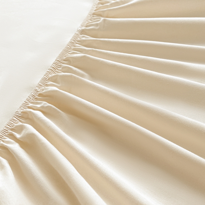 91家纺网 家纺一手货源 找家纺 暖季家纺 2025新款40支长绒棉13376刺绣款全棉床笠床垫保护套支持定制 琉璃-奶昔白