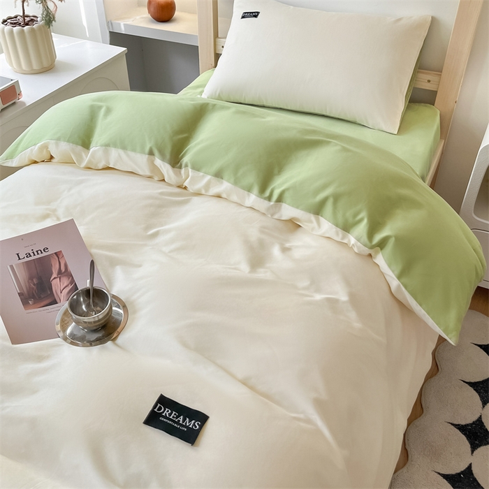 91家纺网 家纺一手货源 找家纺 （总）如约 2025新款学生季13372全棉纯色黑标三件套