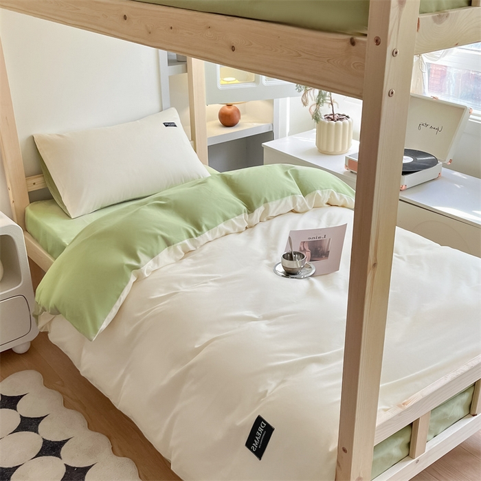 91家纺网 家纺一手货源 找家纺 （总）如约 2025新款学生季13372全棉纯色黑标三件套