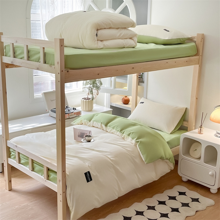 91家纺网 家纺一手货源 找家纺 （总）如约 2025新款学生季13372全棉纯色黑标三件套