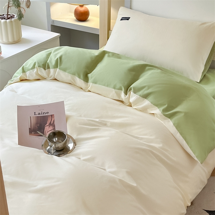 91家纺网 家纺一手货源 找家纺 （总）如约 2025新款学生季13372全棉纯色黑标三件套