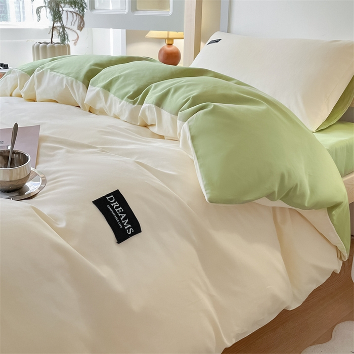 91家纺网 家纺一手货源 找家纺 （总）如约 2025新款学生季13372全棉纯色黑标三件套