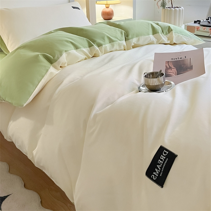 91家纺网 家纺一手货源 找家纺 （总）如约 2025新款学生季13372全棉纯色黑标三件套