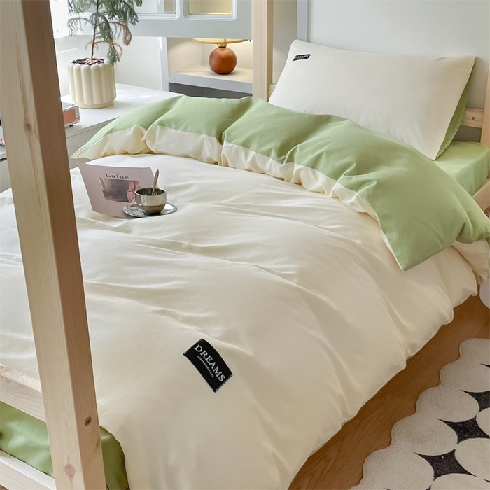 91家纺网 家纺一手货源 找家纺 （总）如约 2025新款学生季13372全棉纯色黑标三件套