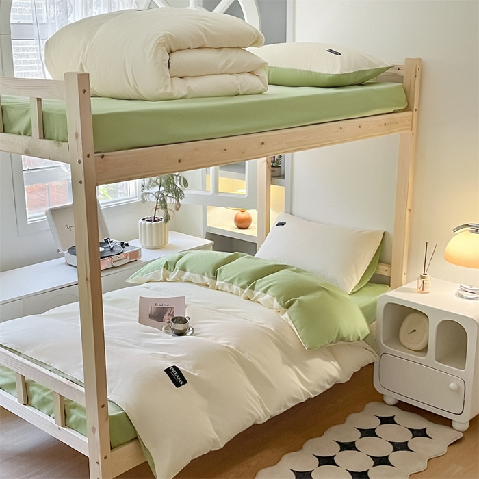 91家纺网 家纺一手货源 找家纺 （总）如约 2025新款学生季13372全棉纯色黑标三件套