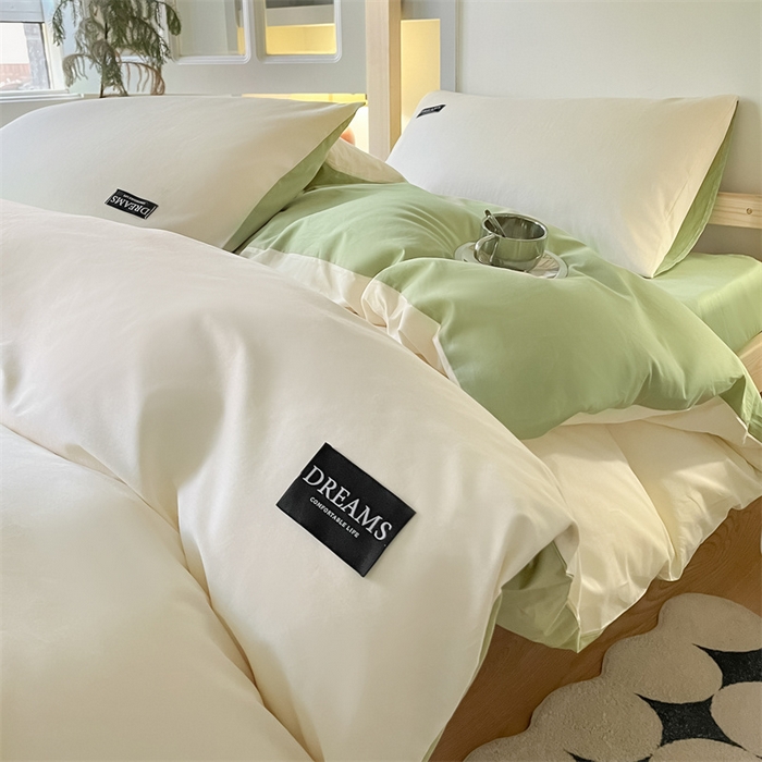 91家纺网 家纺一手货源 找家纺 （总）如约 2025新款学生季13372全棉纯色黑标三件套