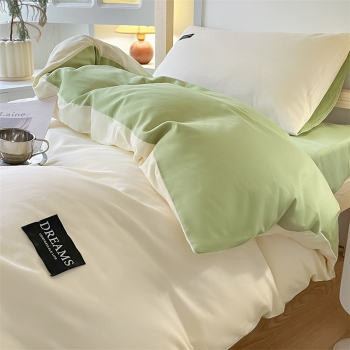 91家纺网 家纺一手货源 找家纺 （总）如约 2025新款学生季13372全棉纯色黑标三件套