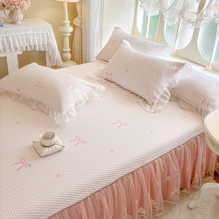 91家纺网 家纺一手货源 找家纺 （总）网红馆（ck家纺） 2025新款床裙款豆豆凉感席凉席席子-甜心蝴蝶