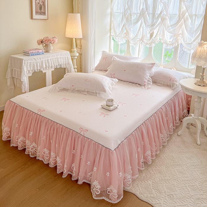 91家纺网 家纺一手货源 找家纺 （总）网红馆（ck家纺） 2025新款床裙款豆豆凉感席凉席席子-甜心蝴蝶