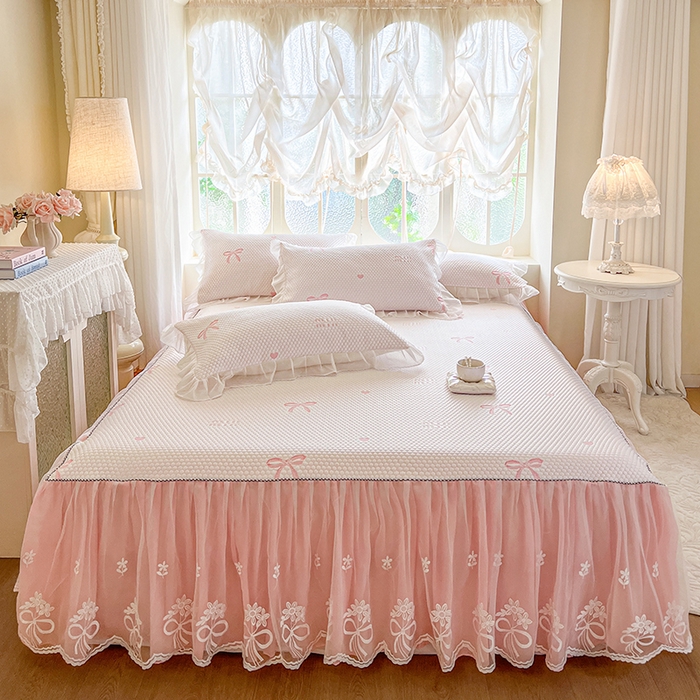 91家纺网 家纺一手货源 找家纺 （总）网红馆（ck家纺） 2025新款床裙款豆豆凉感席凉席席子-甜心蝴蝶