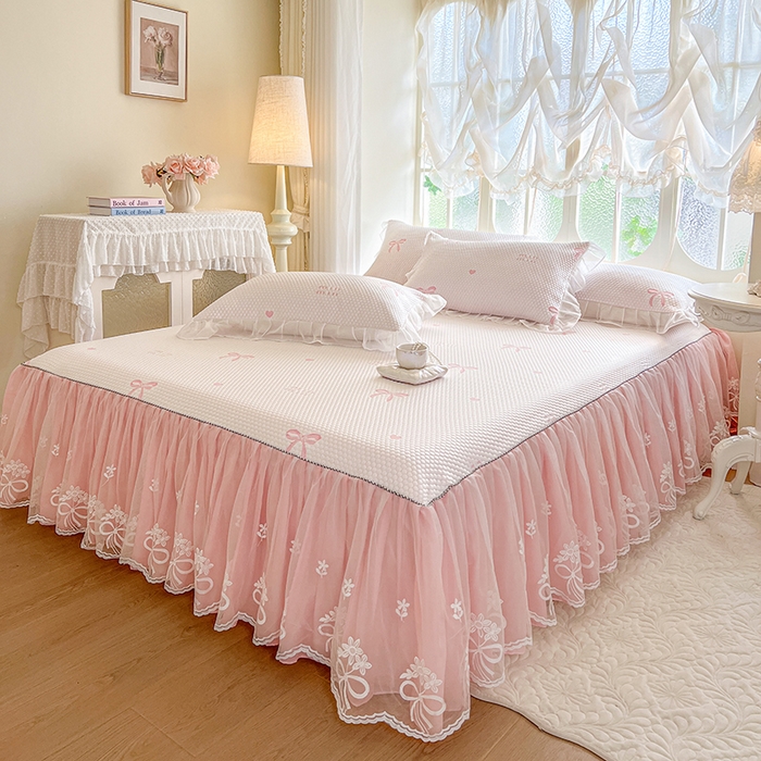 91家纺网 家纺一手货源 找家纺 网红馆（ck家纺） 2025新款床裙款豆豆凉感席凉席席子-甜心蝴蝶 甜心蝴蝶-粉