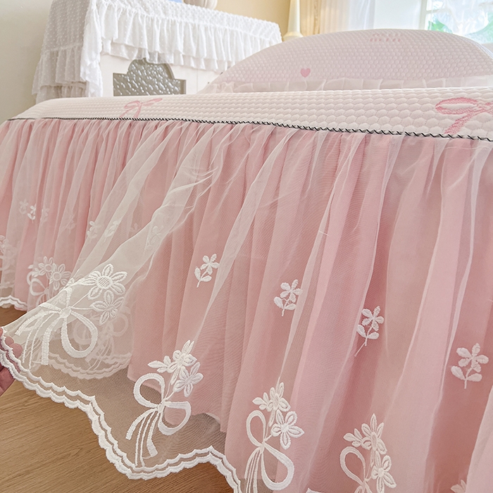 91家纺网 家纺一手货源 找家纺 网红馆（ck家纺） 2025新款床裙款豆豆凉感席凉席席子-甜心蝴蝶 甜心蝴蝶-粉