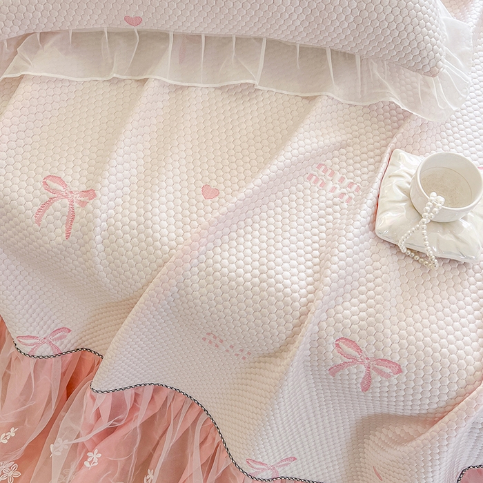 91家纺网 家纺一手货源 找家纺 网红馆（ck家纺） 2025新款床裙款豆豆凉感席凉席席子-甜心蝴蝶 甜心蝴蝶-粉