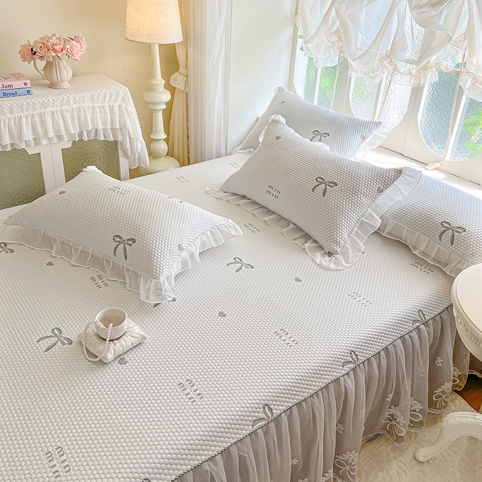 91家纺网 家纺一手货源 找家纺 网红馆（ck家纺） 2025新款床裙款豆豆凉感席凉席席子-甜心蝴蝶 甜心蝴蝶-灰