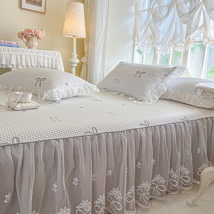 91家纺网 家纺一手货源 找家纺 网红馆（ck家纺） 2025新款床裙款豆豆凉感席凉席席子-甜心蝴蝶 甜心蝴蝶-灰