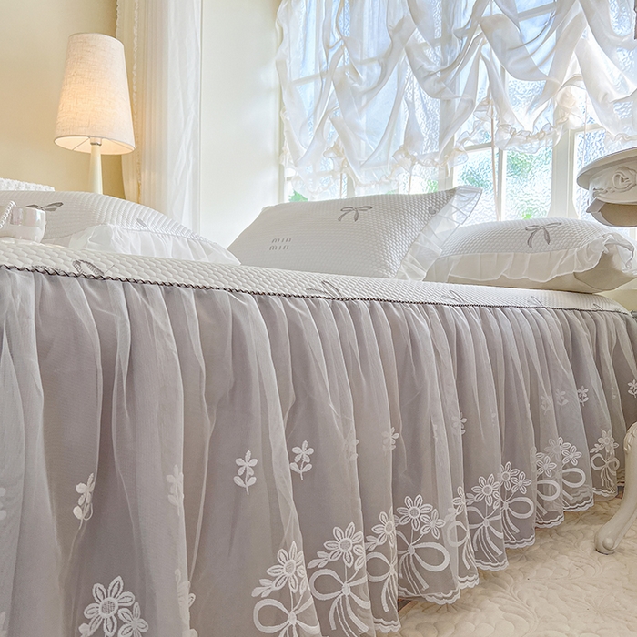 91家纺网 家纺一手货源 找家纺 网红馆（ck家纺） 2025新款床裙款豆豆凉感席凉席席子-甜心蝴蝶 甜心蝴蝶-灰