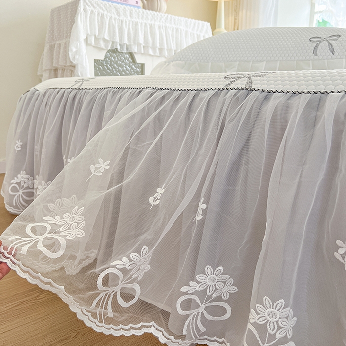 91家纺网 家纺一手货源 找家纺 网红馆（ck家纺） 2025新款床裙款豆豆凉感席凉席席子-甜心蝴蝶 甜心蝴蝶-灰