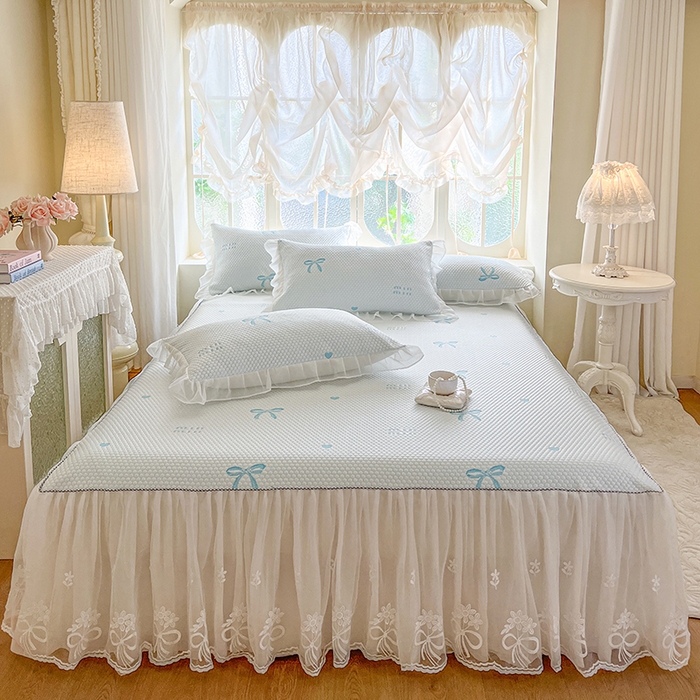 91家纺网 家纺一手货源 找家纺 网红馆（ck家纺） 2025新款床裙款豆豆凉感席凉席席子-甜心蝴蝶 甜心蝴蝶-天蓝