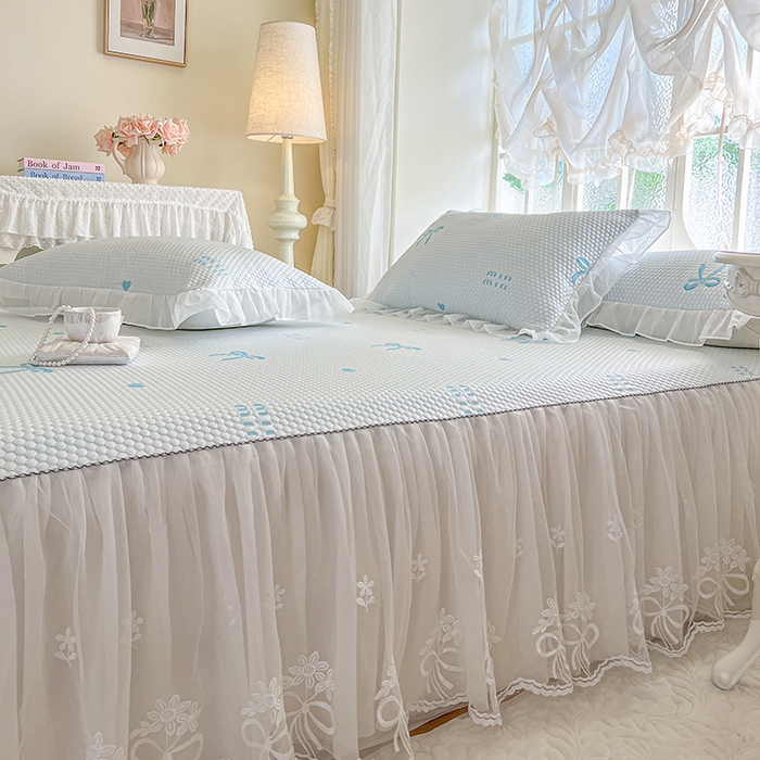 91家纺网 家纺一手货源 找家纺 网红馆（ck家纺） 2025新款床裙款豆豆凉感席凉席席子-甜心蝴蝶 甜心蝴蝶-天蓝