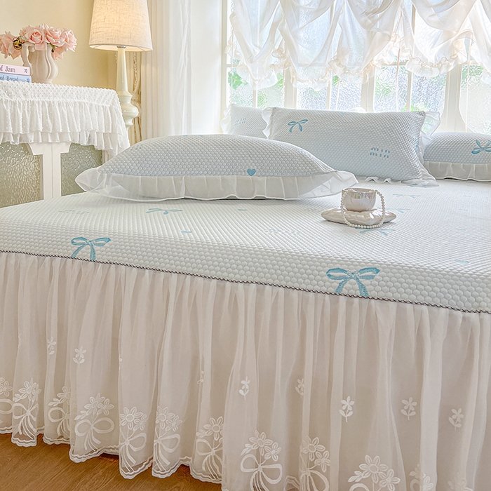 91家纺网 家纺一手货源 找家纺 网红馆（ck家纺） 2025新款床裙款豆豆凉感席凉席席子-甜心蝴蝶 甜心蝴蝶-天蓝