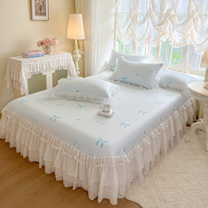 91家纺网 家纺一手货源 找家纺 网红馆（ck家纺） 2025新款床盖款豆豆凉感席凉席席子-甜心蝴蝶 甜心蝴蝶-天蓝