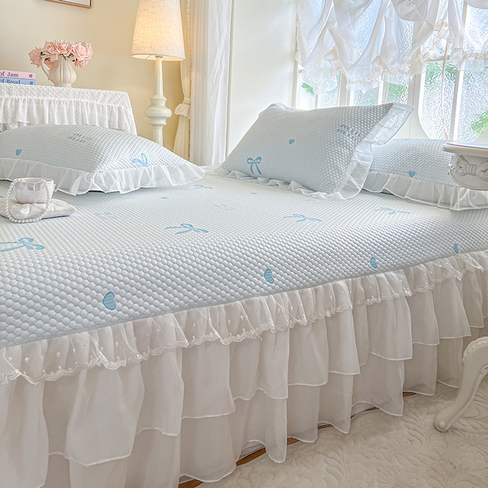 91家纺网 家纺一手货源 找家纺 网红馆（ck家纺） 2025新款床盖款豆豆凉感席凉席席子-甜心蝴蝶 甜心蝴蝶-天蓝