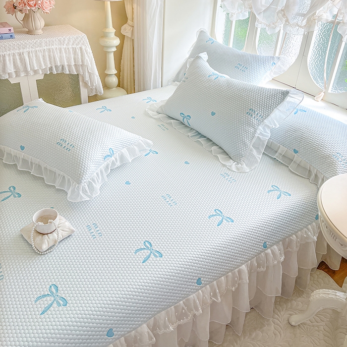 91家纺网 家纺一手货源 找家纺 网红馆（ck家纺） 2025新款床盖款豆豆凉感席凉席席子-甜心蝴蝶 甜心蝴蝶-天蓝