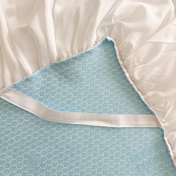 91家纺网 家纺一手货源 找家纺 网红馆（ck家纺） 2025新款床裙款豆豆凉感席凉席席子-甜心蝴蝶 甜心蝴蝶-天蓝