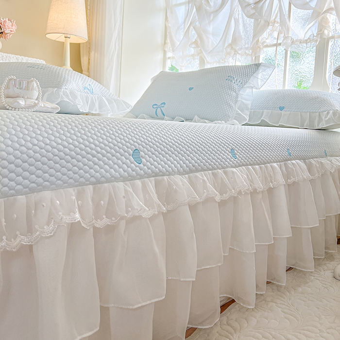 91家纺网 家纺一手货源 找家纺 网红馆（ck家纺） 2025新款床盖款豆豆凉感席凉席席子-甜心蝴蝶 甜心蝴蝶-天蓝