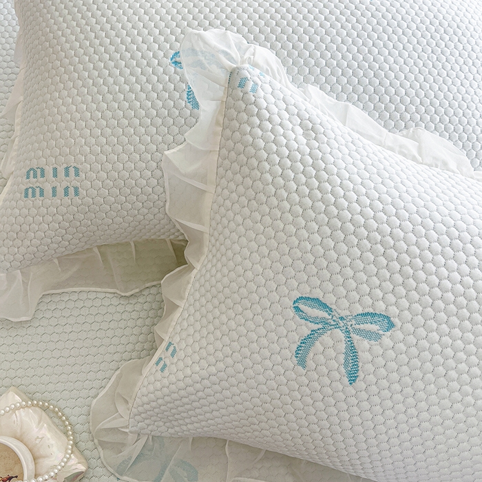 91家纺网 家纺一手货源 找家纺 网红馆（ck家纺） 2025新款床裙款豆豆凉感席凉席席子-甜心蝴蝶 甜心蝴蝶-天蓝