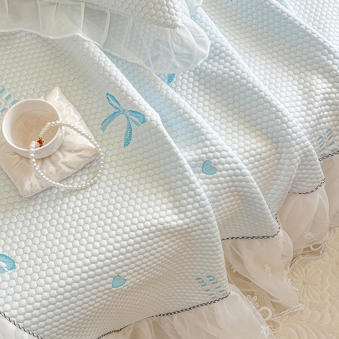 91家纺网 家纺一手货源 找家纺 网红馆（ck家纺） 2025新款床裙款豆豆凉感席凉席席子-甜心蝴蝶 甜心蝴蝶-天蓝