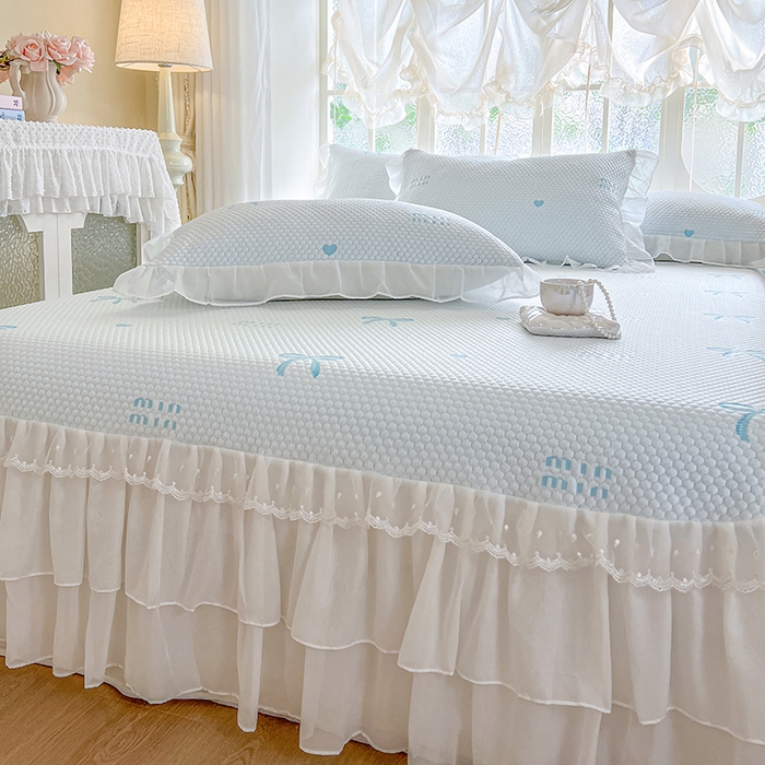 91家纺网 家纺一手货源 找家纺 网红馆（ck家纺） 2025新款床盖款豆豆凉感席凉席席子-甜心蝴蝶 甜心蝴蝶-天蓝