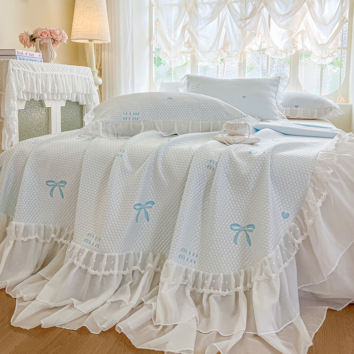 91家纺网 家纺一手货源 找家纺 网红馆（ck家纺） 2025新款床盖款豆豆凉感席凉席席子-甜心蝴蝶 甜心蝴蝶-天蓝