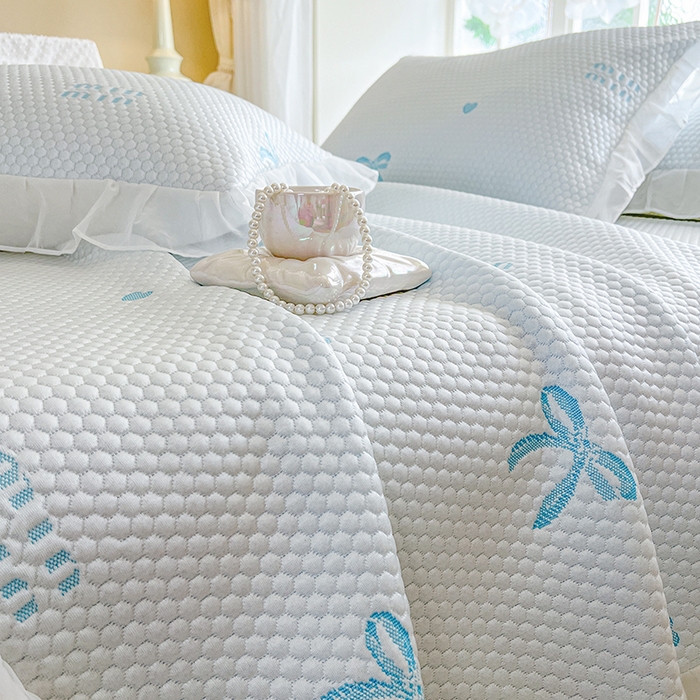 91家纺网 家纺一手货源 找家纺 网红馆（ck家纺） 2025新款床盖款豆豆凉感席凉席席子-甜心蝴蝶 甜心蝴蝶-天蓝