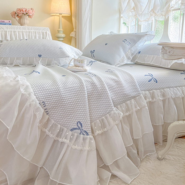 91家纺网 家纺一手货源 找家纺 网红馆（ck家纺） 2025新款床盖款豆豆凉感席凉席席子-甜心蝴蝶 甜心蝴蝶-蔚蓝