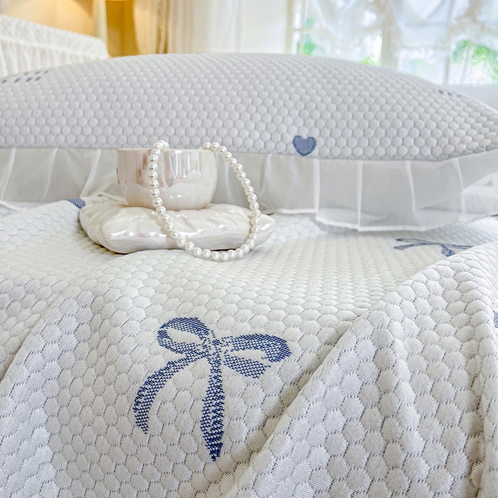 91家纺网 家纺一手货源 找家纺 网红馆（ck家纺） 2025新款床盖款豆豆凉感席凉席席子-甜心蝴蝶 甜心蝴蝶-蔚蓝