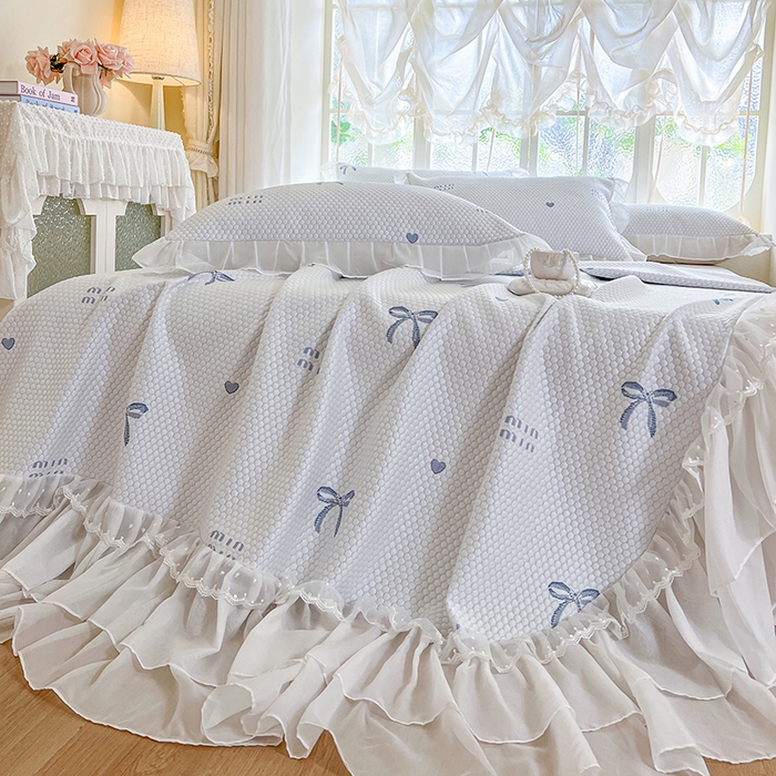 91家纺网 家纺一手货源 找家纺 网红馆（ck家纺） 2025新款床盖款豆豆凉感席凉席席子-甜心蝴蝶 甜心蝴蝶-蔚蓝