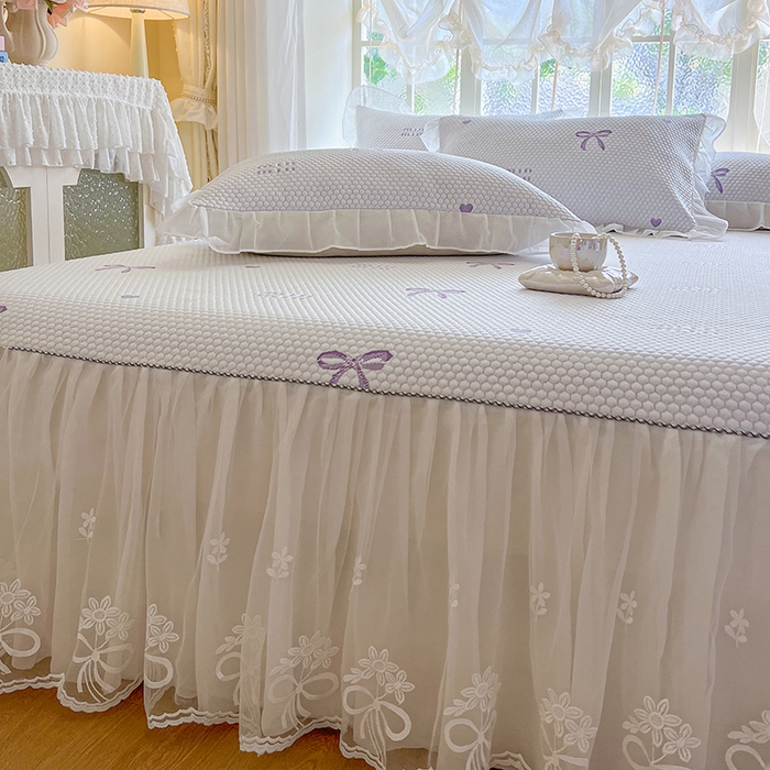 91家纺网 家纺一手货源 找家纺 网红馆（ck家纺） 2025新款床裙款豆豆凉感席凉席席子-甜心蝴蝶 甜心蝴蝶-紫