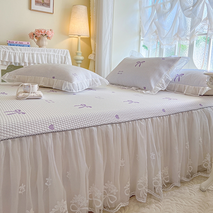 91家纺网 家纺一手货源 找家纺 网红馆（ck家纺） 2025新款床裙款豆豆凉感席凉席席子-甜心蝴蝶 甜心蝴蝶-紫