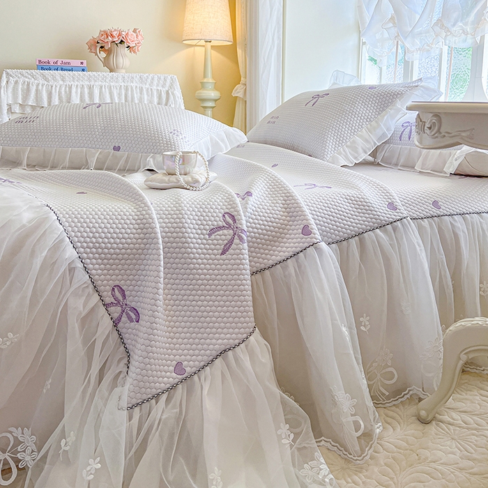 91家纺网 家纺一手货源 找家纺 网红馆（ck家纺） 2025新款床裙款豆豆凉感席凉席席子-甜心蝴蝶 甜心蝴蝶-紫