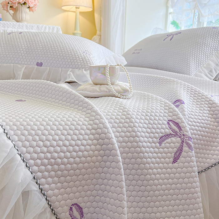 91家纺网 家纺一手货源 找家纺 网红馆（ck家纺） 2025新款床裙款豆豆凉感席凉席席子-甜心蝴蝶 甜心蝴蝶-紫