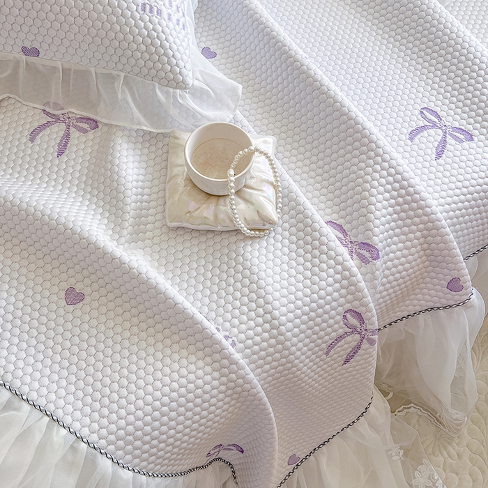 91家纺网 家纺一手货源 找家纺 网红馆（ck家纺） 2025新款床裙款豆豆凉感席凉席席子-甜心蝴蝶 甜心蝴蝶-紫