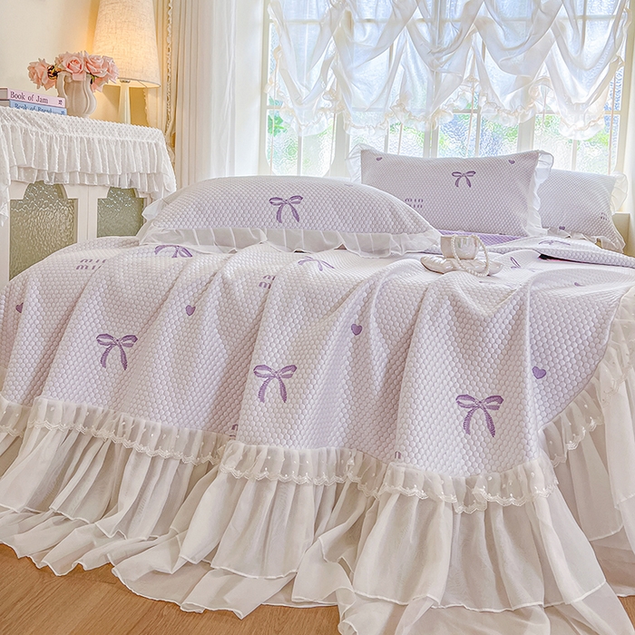 91家纺网 家纺一手货源 找家纺 网红馆（ck家纺） 2025新款床盖款豆豆凉感席凉席席子-甜心蝴蝶 甜心蝴蝶-紫